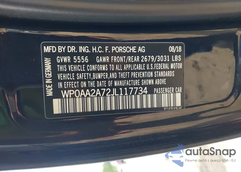 2018 Porsche Panamera 4 from USA, damaged, VIN WP0AA2A72JL117734